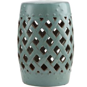 Ceramic Knotted Garden Stool, Antique Blue Side Table, Elegant Design for Outdoor Spaces
