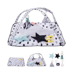 VEVOR Baby Play Gym Mat, Tummy Time Mat with 6 Sensory Toys, Baby Activity Mat with 2 Touch Balls & Soft Fabric for Sensory & Motor Skill Develop