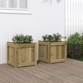 Garden Planter Set of 2 Natural Pine Solid pine wood Medium