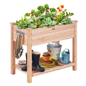 VEVOR Raised Garden Bed, 34 x 18 x 30 in Wooden Planter Box, Elevated Outdoor Planting Boxes with Legs