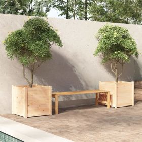 Garden Planter Set of 2 Pine Solid pinewood Large Durable