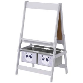 Art Easel for Kids with Paper Roll, Blackboard, Whiteboard, Storage