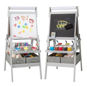 3-in-1 Art Easel for Kids with Magnetic Chalkboard and Whiteboard