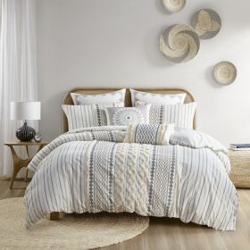 Cotton Printed Duvet Cover Set with Chenille (Color: as Pic)